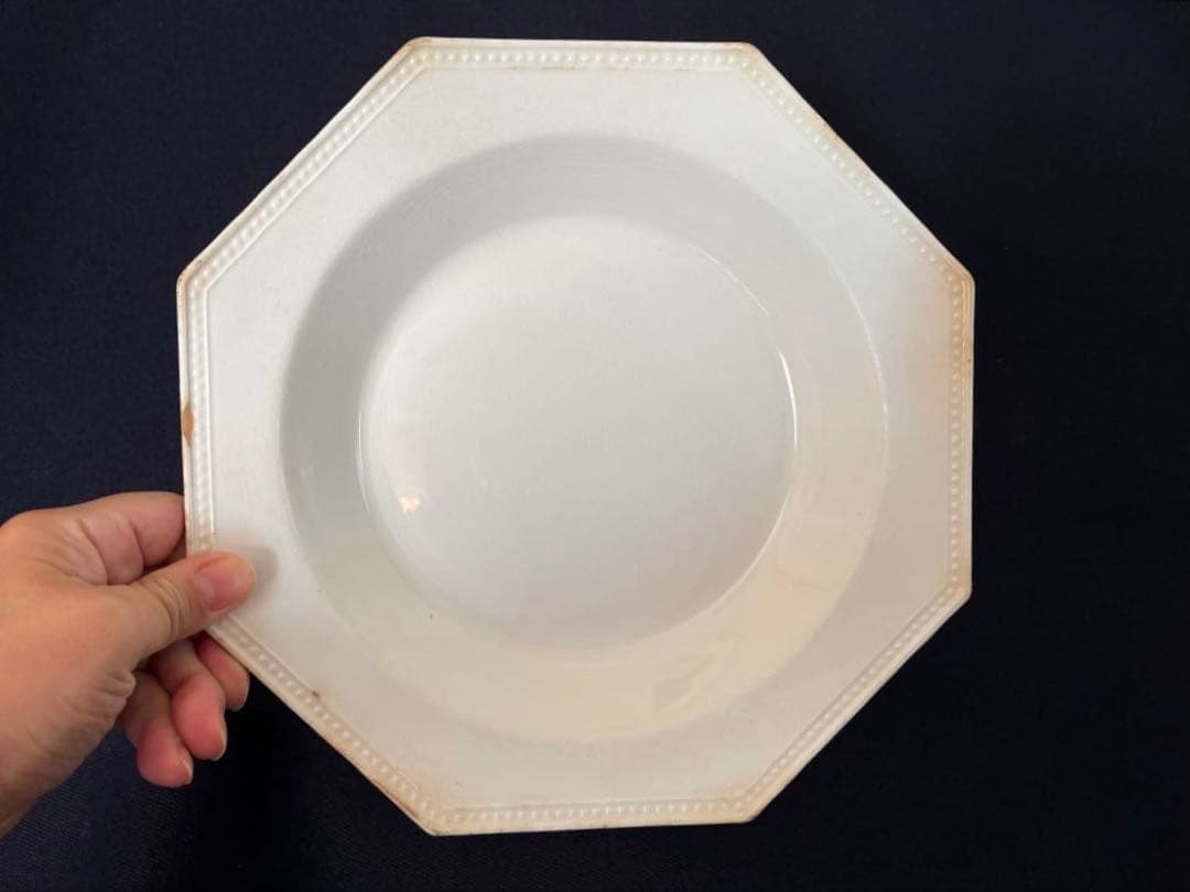 クレイユモントロー窯 オクトゴナル 深皿プレート フランス アンティーク