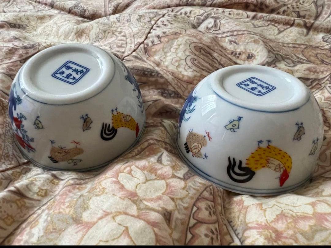 蔵出　中国骨董　官窑大明成化年製斗彩鶏缸杯　景徳鎮製チキンカップ　38億ドル