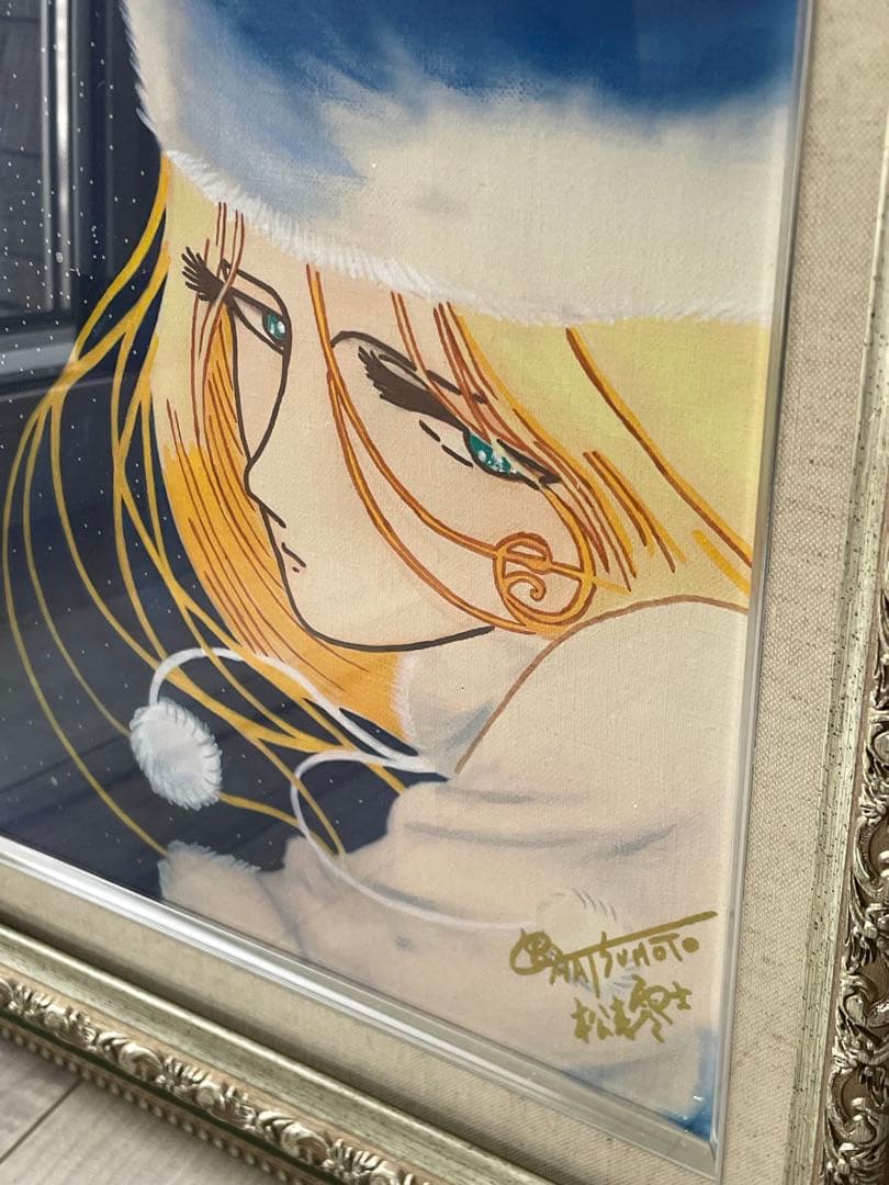 【F4号】手描き油彩 松本零士【銀河鉄道999】サイン有　模写　メーテル　絵画
