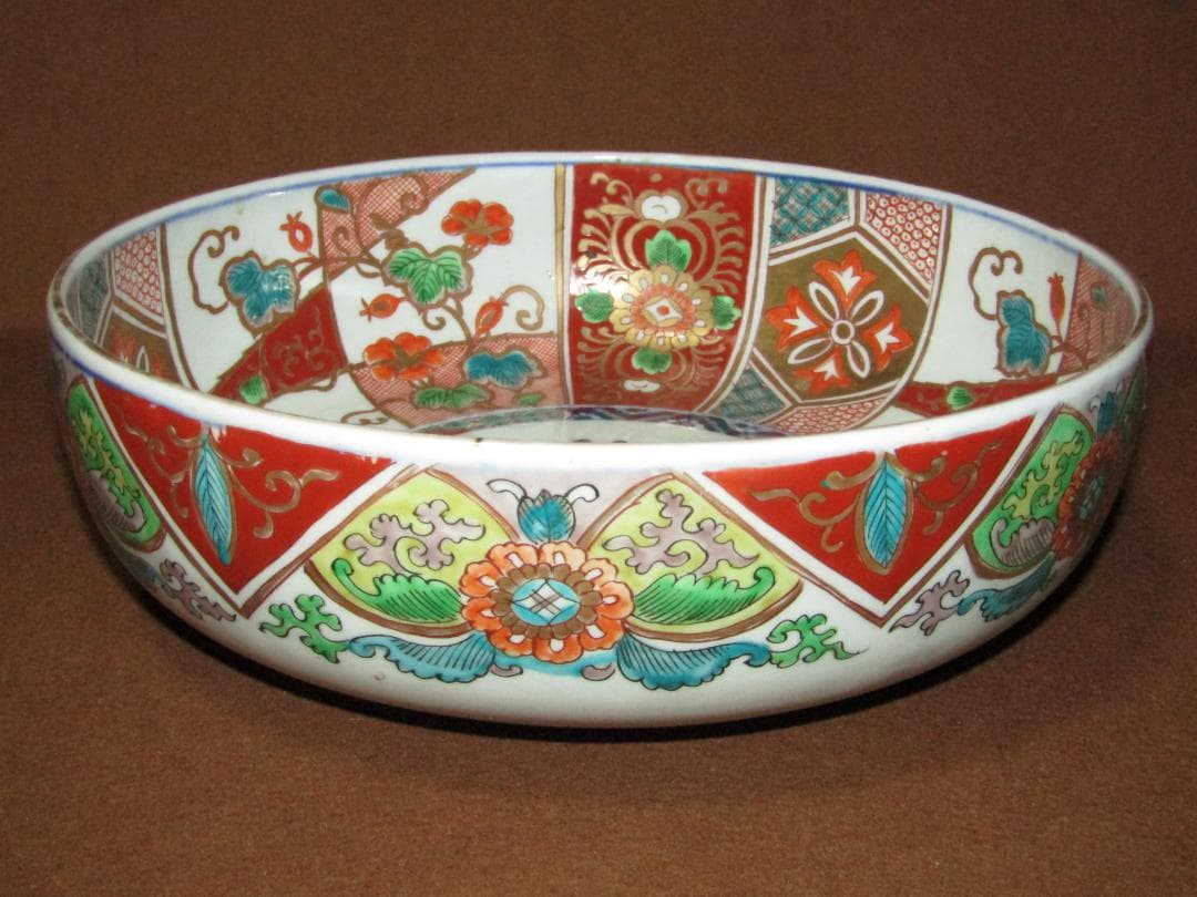 【色絵　割絵　三つ丼】古伊万里