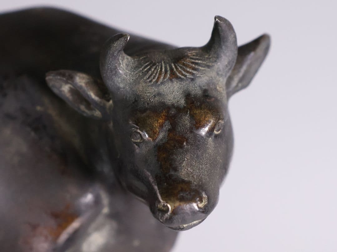 古銅 牛 置物 658g 金工 銅製 時代【MA831】
