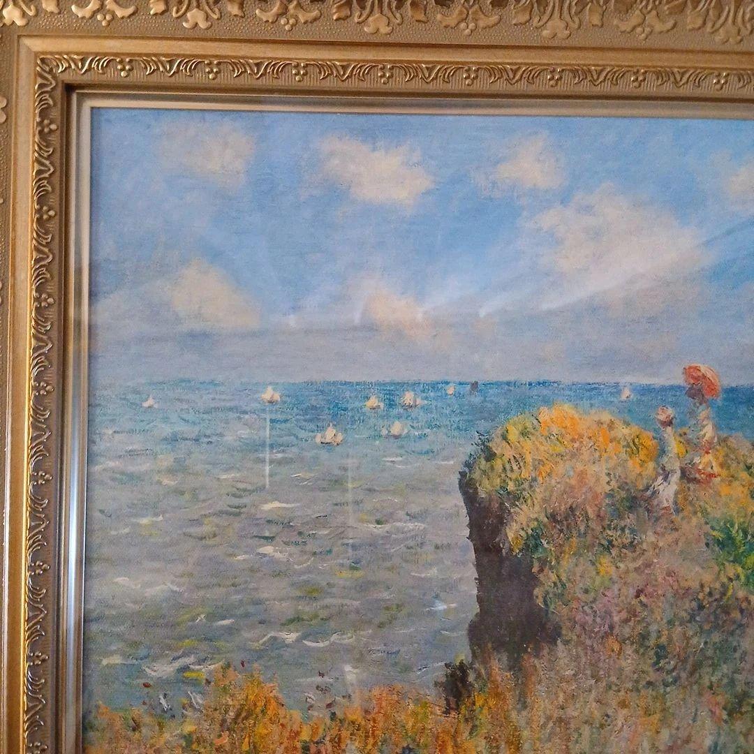 未使用☆モネ プールヴィルの断崖の上の散歩 名画復刻 証明書有 三越限定品