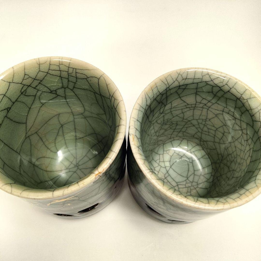 Ｕ154 相馬焼 湯呑 全6点 古相馬 走り馬 跳ね馬 高級時代煎茶道具 FF