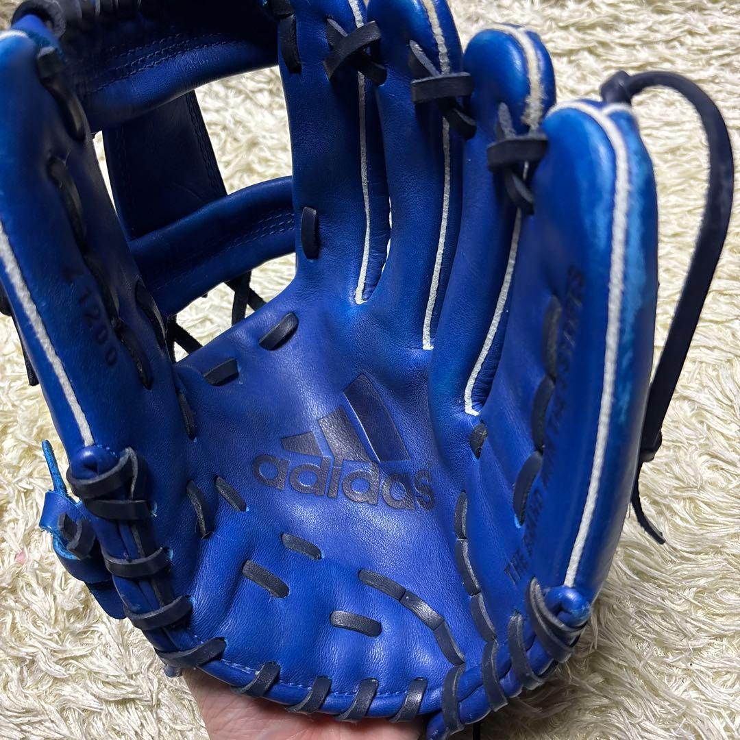 adidas アディダス 軟式 野球グローブ 一般 大人用 本革 希少ブルー 青