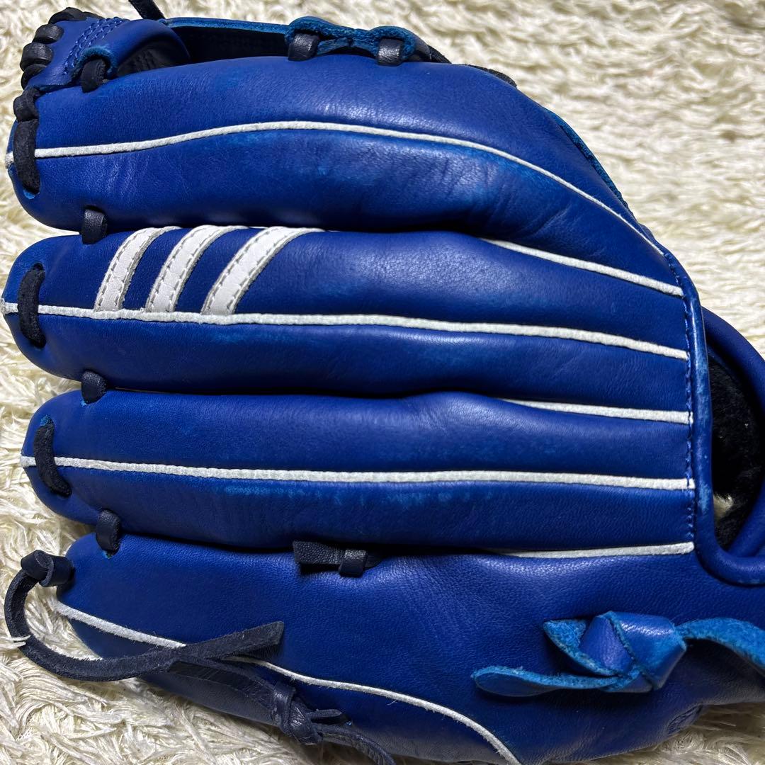adidas アディダス 軟式 野球グローブ 一般 大人用 本革 希少ブルー 青