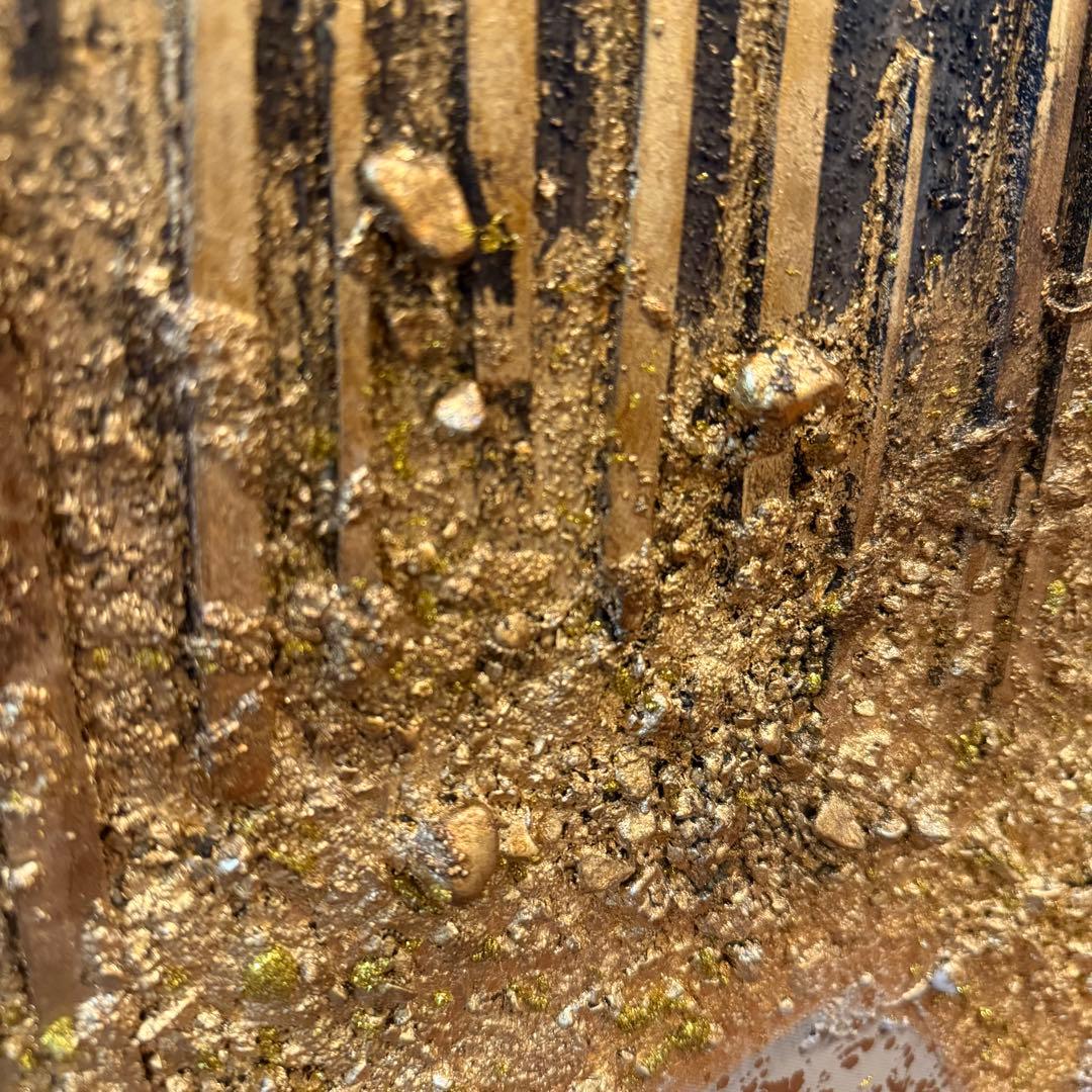 【高級感】現代アート 大型　パネル 金箔 立体テクスチャ モダン　インテリア