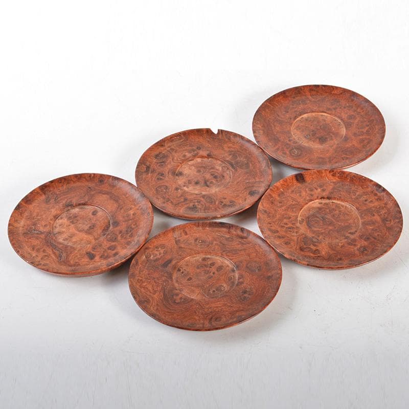 中国　花梨葡萄木瘤木　茶托　五客　煎茶道具　M　R6739E