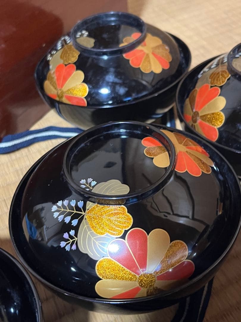 特製　平安象彦　高台寺蒔絵　蝋色仕上げ　仙斎　螺鈿　十客　お椀