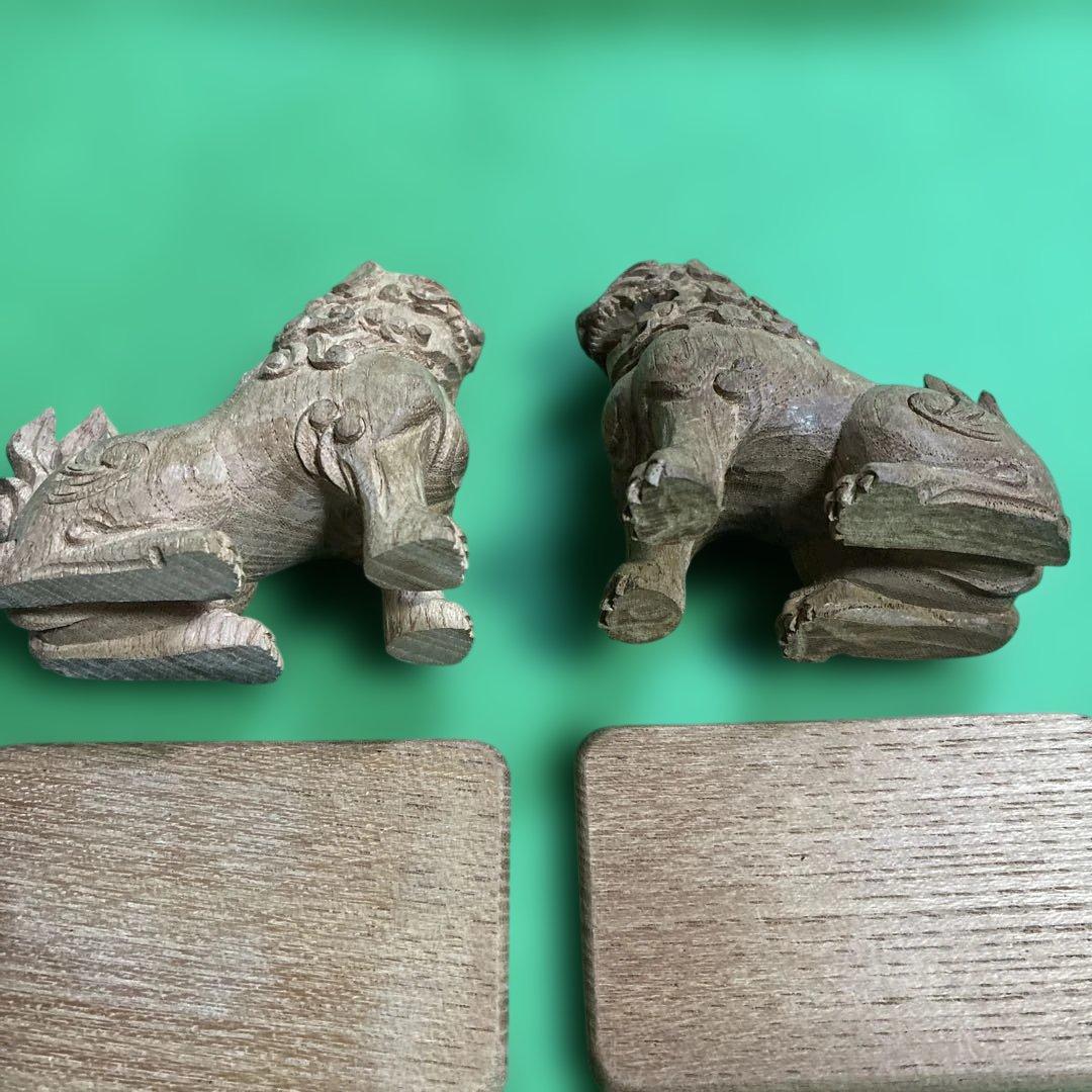 ③ 狛犬　彫り物（けやき材）木製　左右一対
