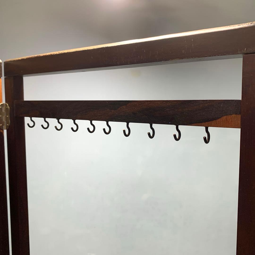 書道具 縞黒檀 唐木筆掛け 衣桁型 20本掛 古玩民具 習字