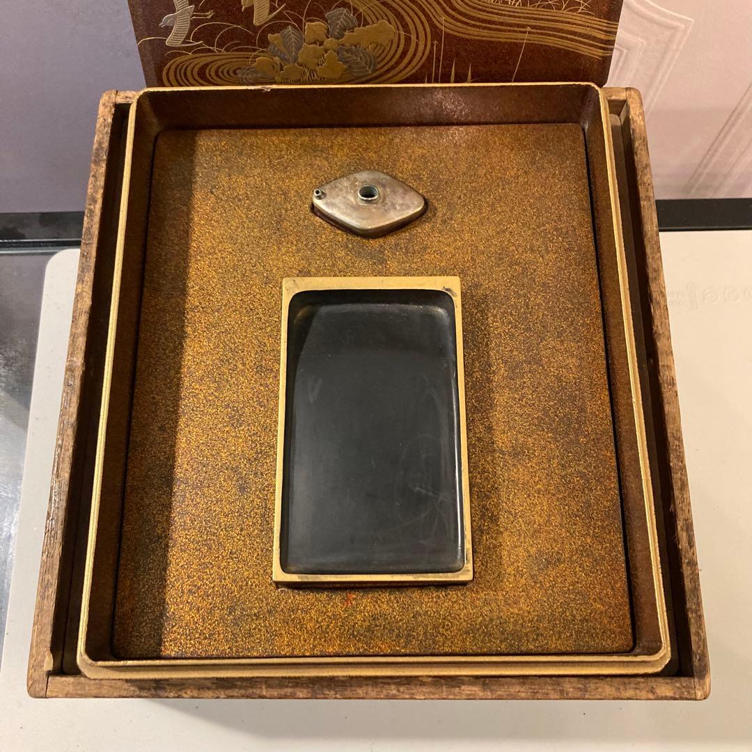 硯箱 蒔絵 硯 水滴 骨董 時代物 すずり すずり箱