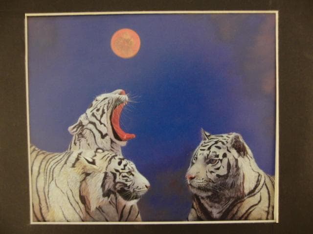 奥谷博、【虎】、希少な画集画、新品高級額 額装付、状態良好