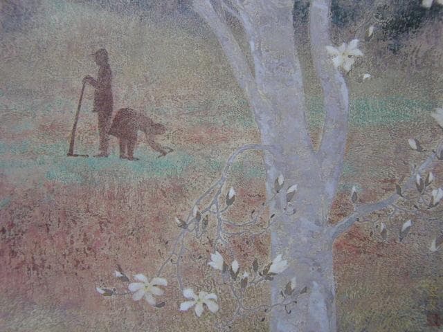 倉島重友、【春を聴く】、希少な額装用画集より、状態良好、新品額装付、日本人画家