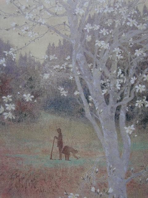 倉島重友、【春を聴く】、希少な額装用画集より、状態良好、新品額装付、日本人画家