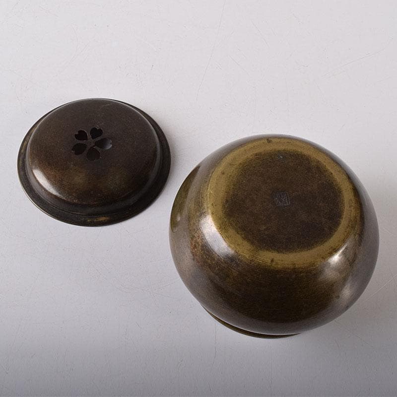 茶道具　唐銅　茶こぼし　建水　在銘　V　7608