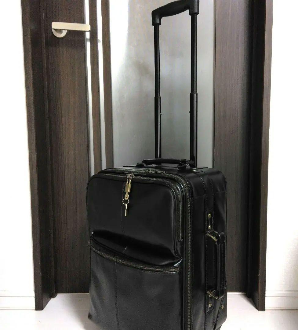 デキる男のブラックオールレザー　メンズキャリーバッグ