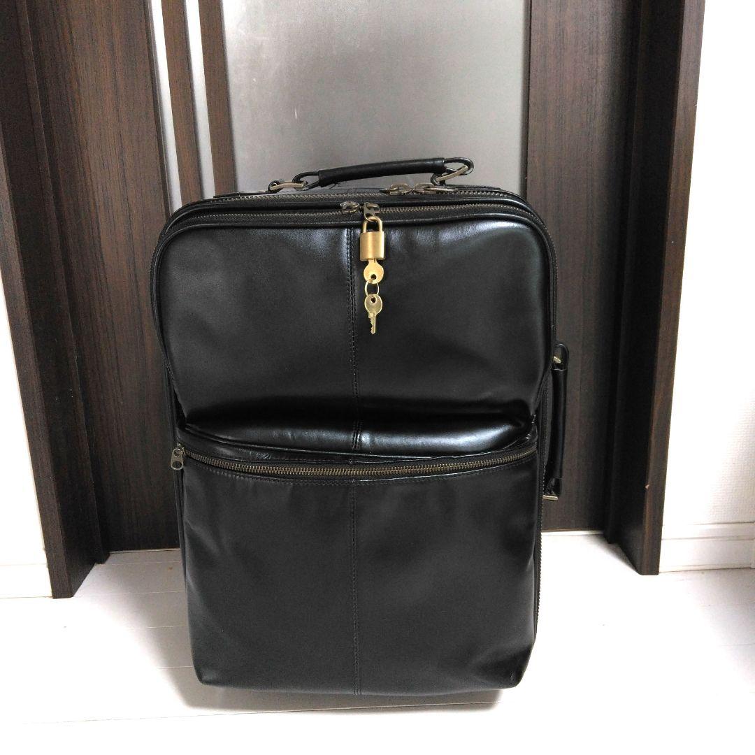 デキる男のブラックオールレザー　メンズキャリーバッグ