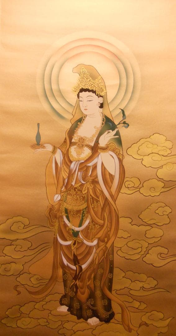 掛け軸 山田紅雪 聖観音 絹本 希少 軸装 茶道具 掛軸 美品 です。