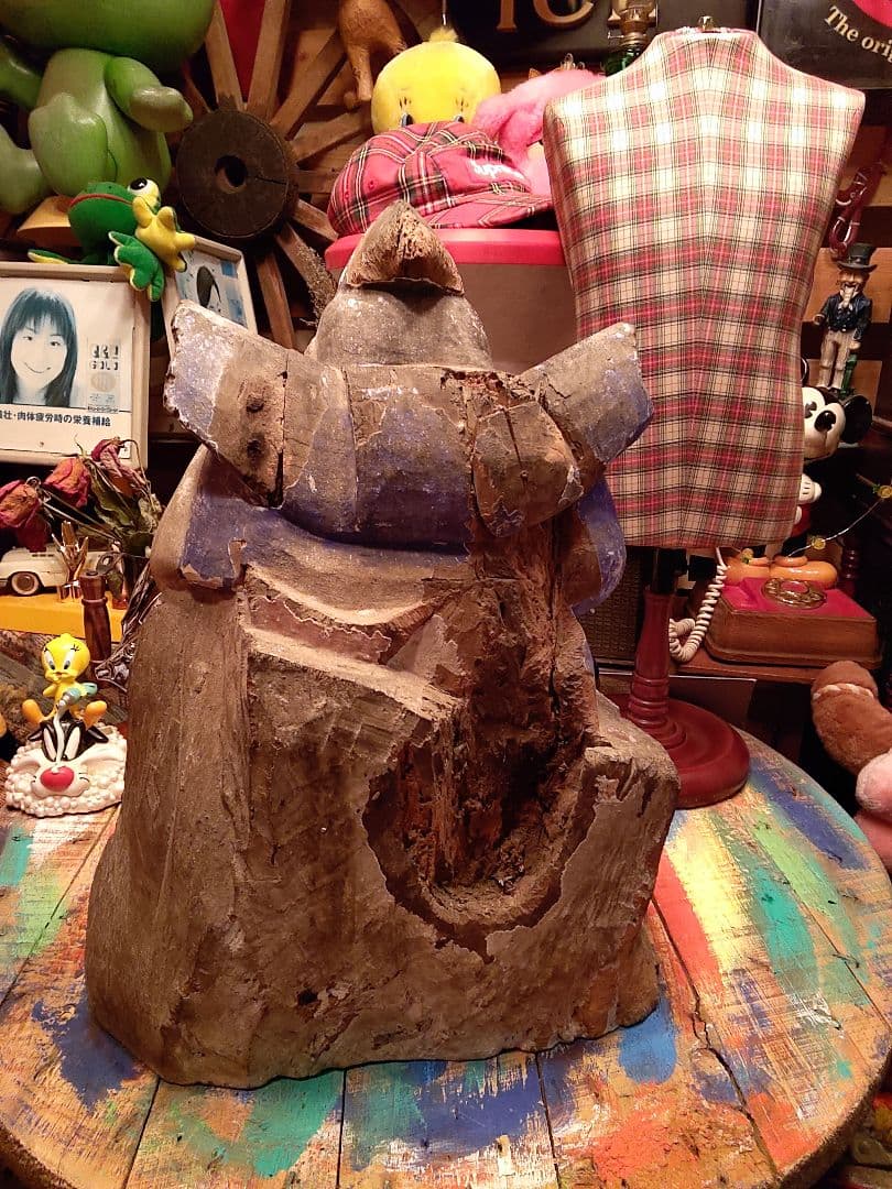 時代木彫り恵比須様　　江戸期はあるかと思います。　パワー、オーラーがすごい!