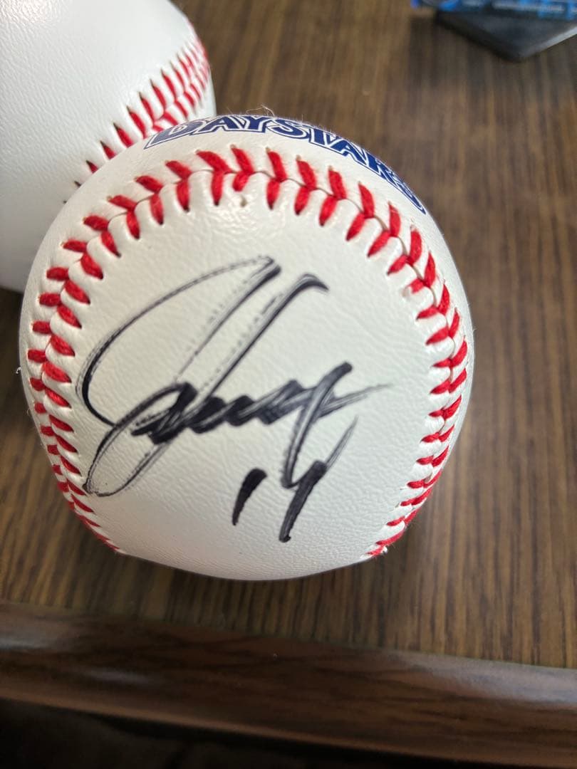 横浜DeNAベイスターズ オースティン、山崎康晃直筆サインボール 公式ロゴ球
