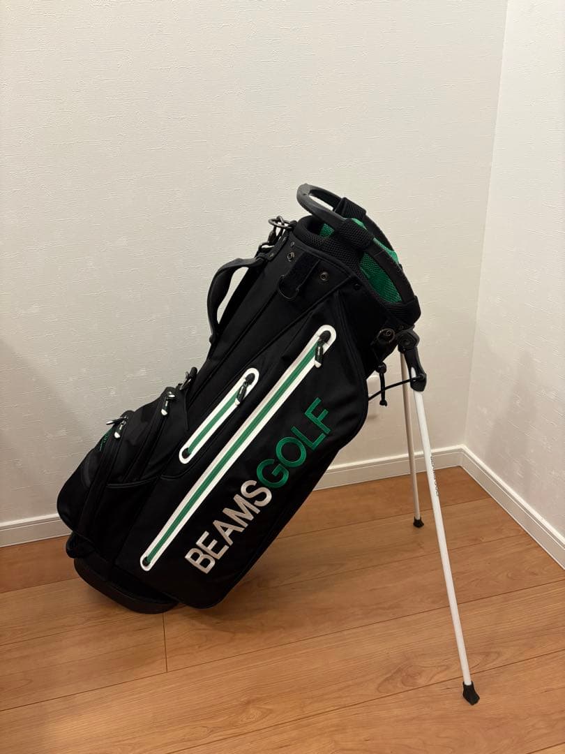 BEAMS GOLF スタンド付きキャディバッグ 黒/緑