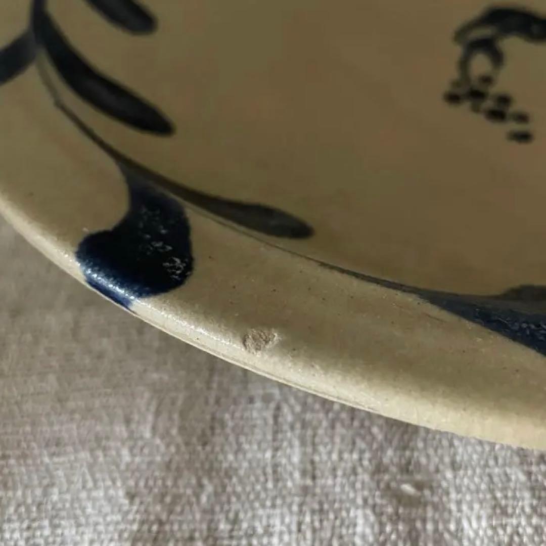 沖縄　大嶺實清　1980年代作品　黍紋様染め付け皿