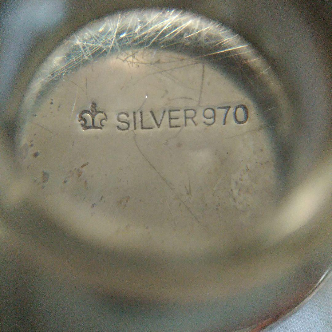 銀製。シルバー970。ボンボニエール。小物入れ。折り鶴。宮本商行。スレ、キズ有り