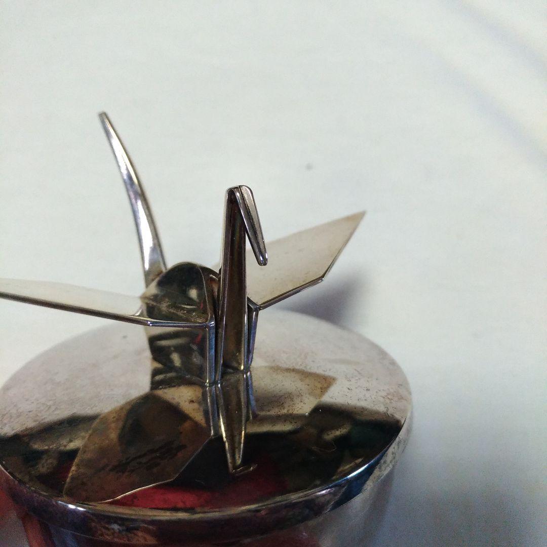 銀製。シルバー970。ボンボニエール。小物入れ。折り鶴。宮本商行。スレ、キズ有り