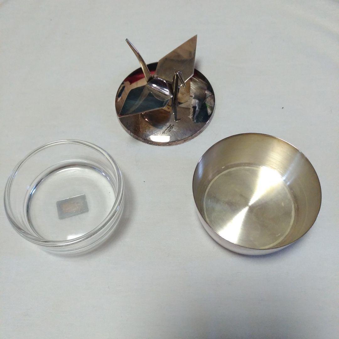 銀製。シルバー970。ボンボニエール。小物入れ。折り鶴。宮本商行。スレ、キズ有り