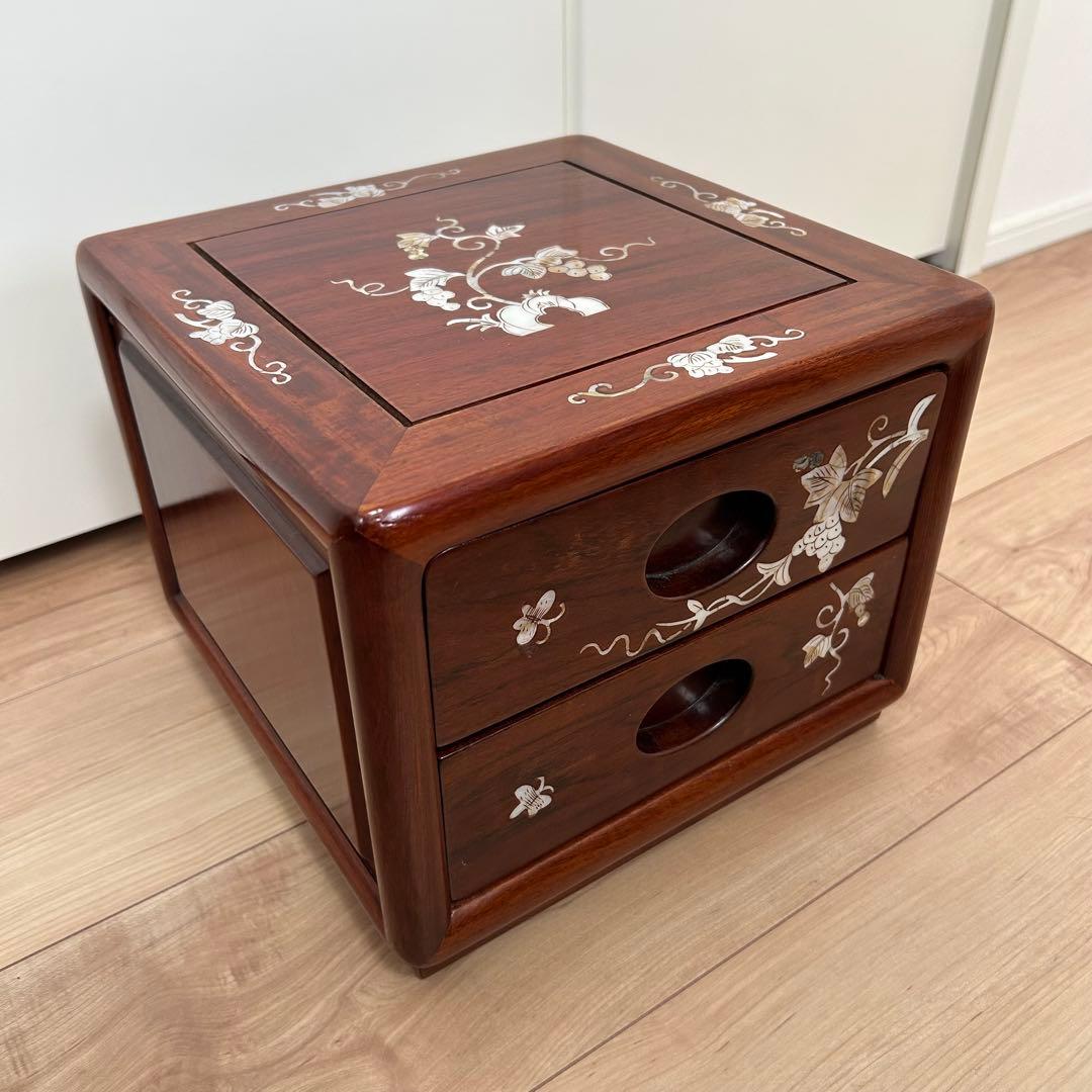 【週末◇10%お値下げ中】昭和レトロ 螺鈿細工 和箪笥 2段小物入れ 葡萄文様