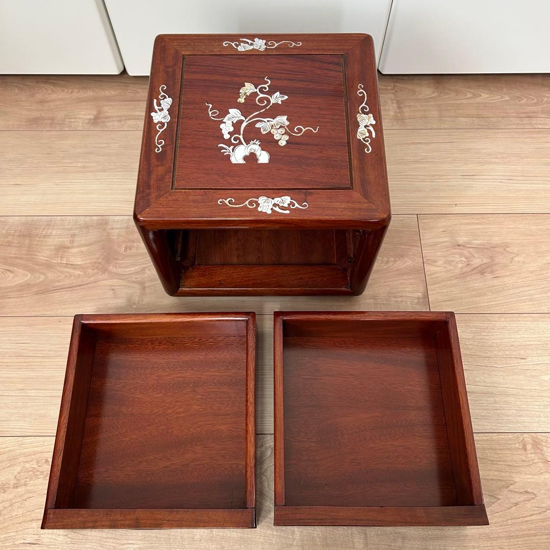 【週末◇10%お値下げ中】昭和レトロ 螺鈿細工 和箪笥 2段小物入れ 葡萄文様