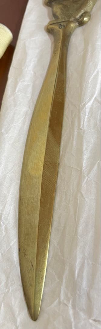 日展　鋳鉄　工芸　作家　津田永寿　希少　猿　ペーパーナイフ　箱付き