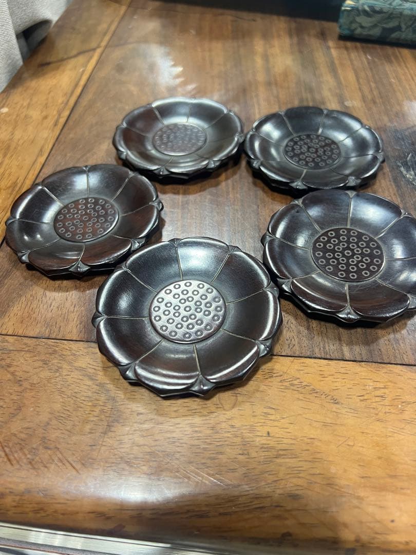 紫檀木茶托　唐木　5枚セット