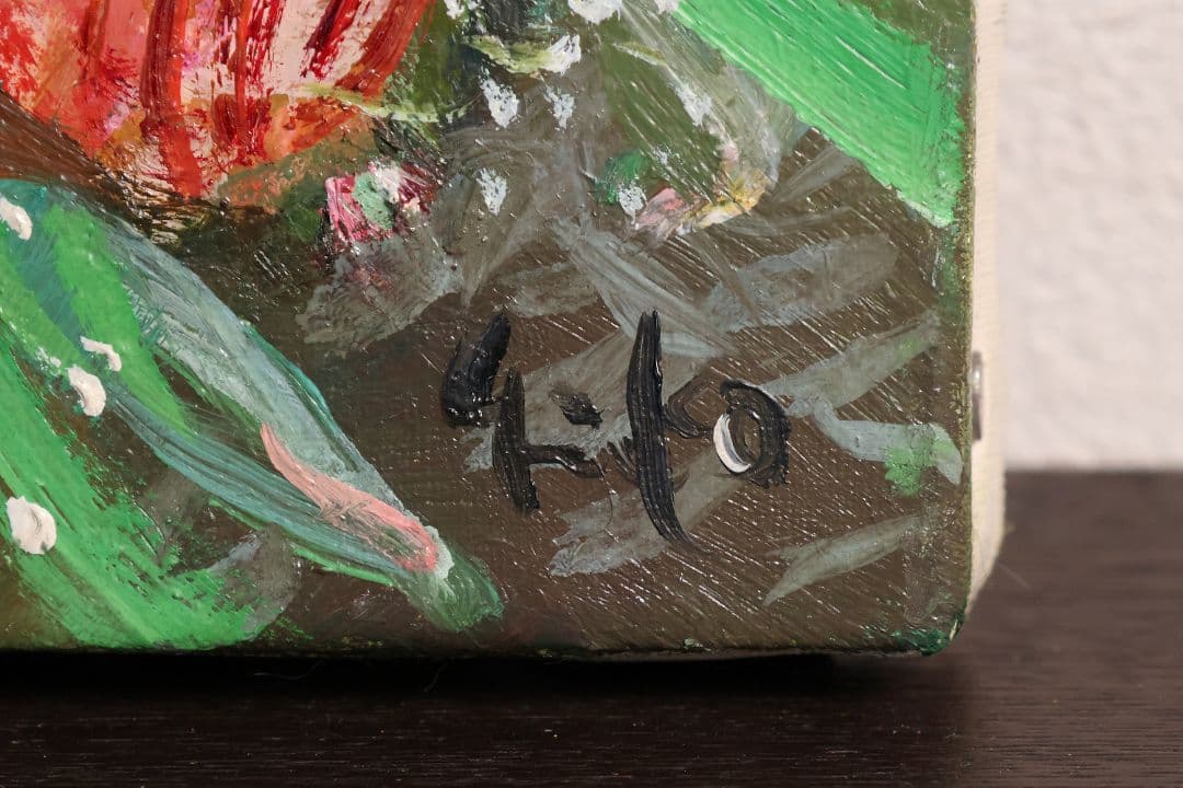 【真作】中島裕子 油彩 SM号「ファンタジーの花々」額装 ポピー 薔薇CM173