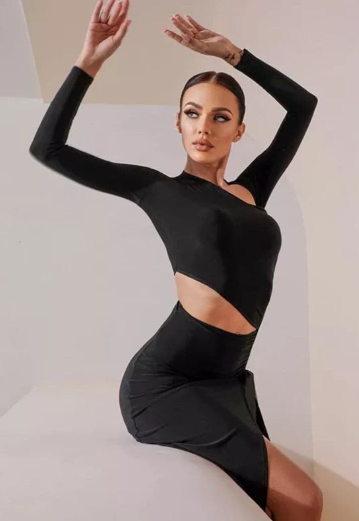 ダンスウェア・ラテンドレス/ワンピース【黒・Ｓサイズ】新品