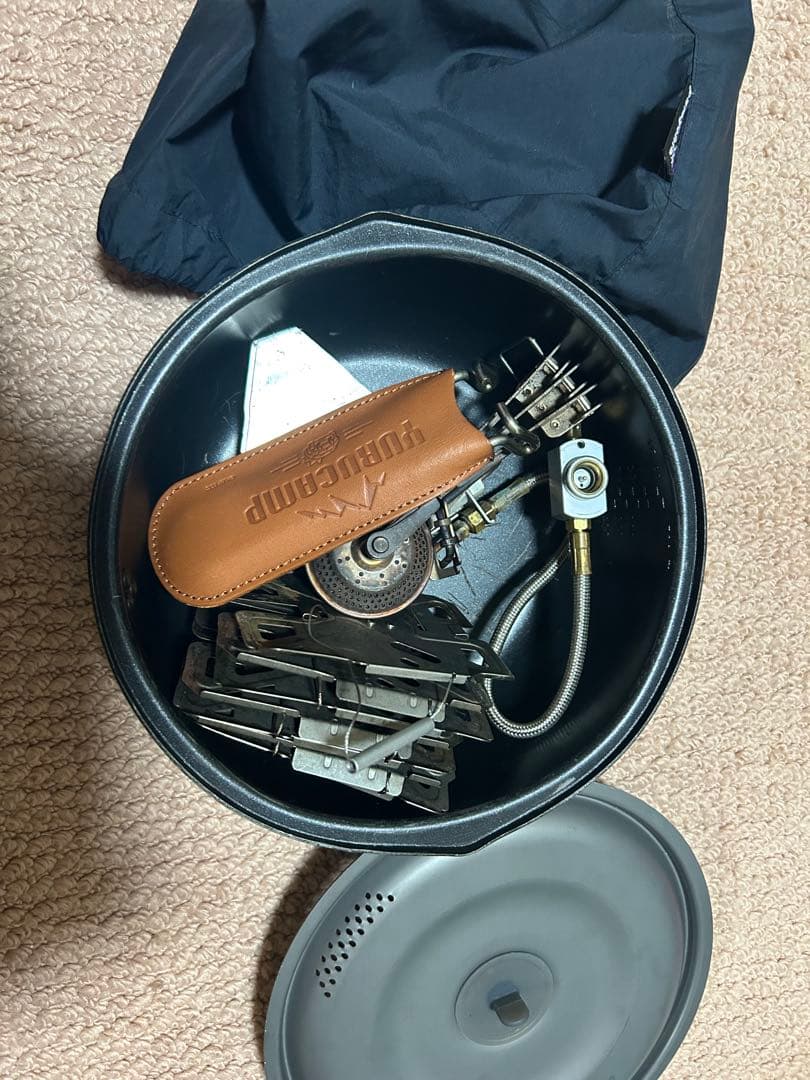 スノーピーククッカー、バーナーセット 収納袋 レザーとってカバー(ゆるキャン)