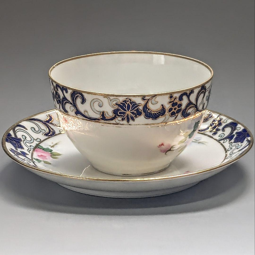 オールドノリタケ銘品!! 　金彩藍帯薔薇図紋　キャビネットカップ＆ソーサー