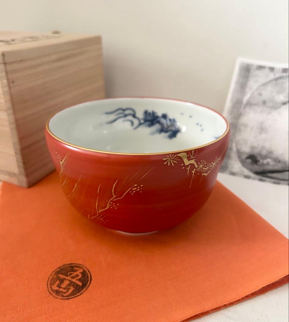 五山窯 林淡幽 金襴手 京都国立博物館 雪舟 黄初平図 茶碗 茶道具 抹茶碗
