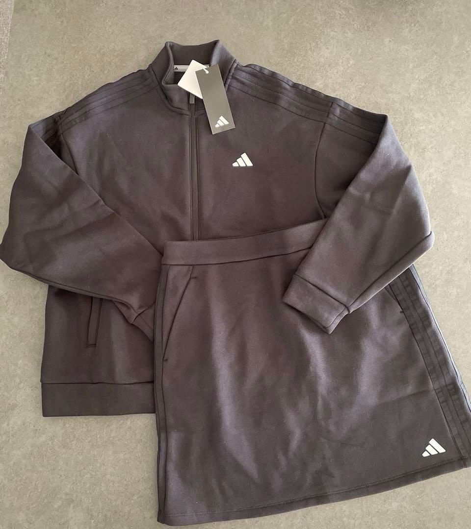 アディダスゴルフ　スウェットセットアップ　ジャケット&スカートスリーストライプス