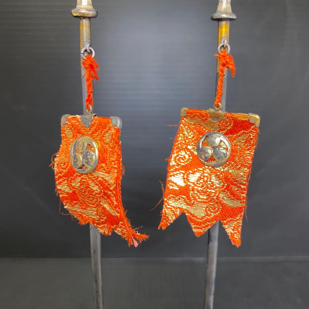 天皇御下賜品　純銀服部製　槍型　菊紋ボンボニエール　一対　東さ8-0208☆2F