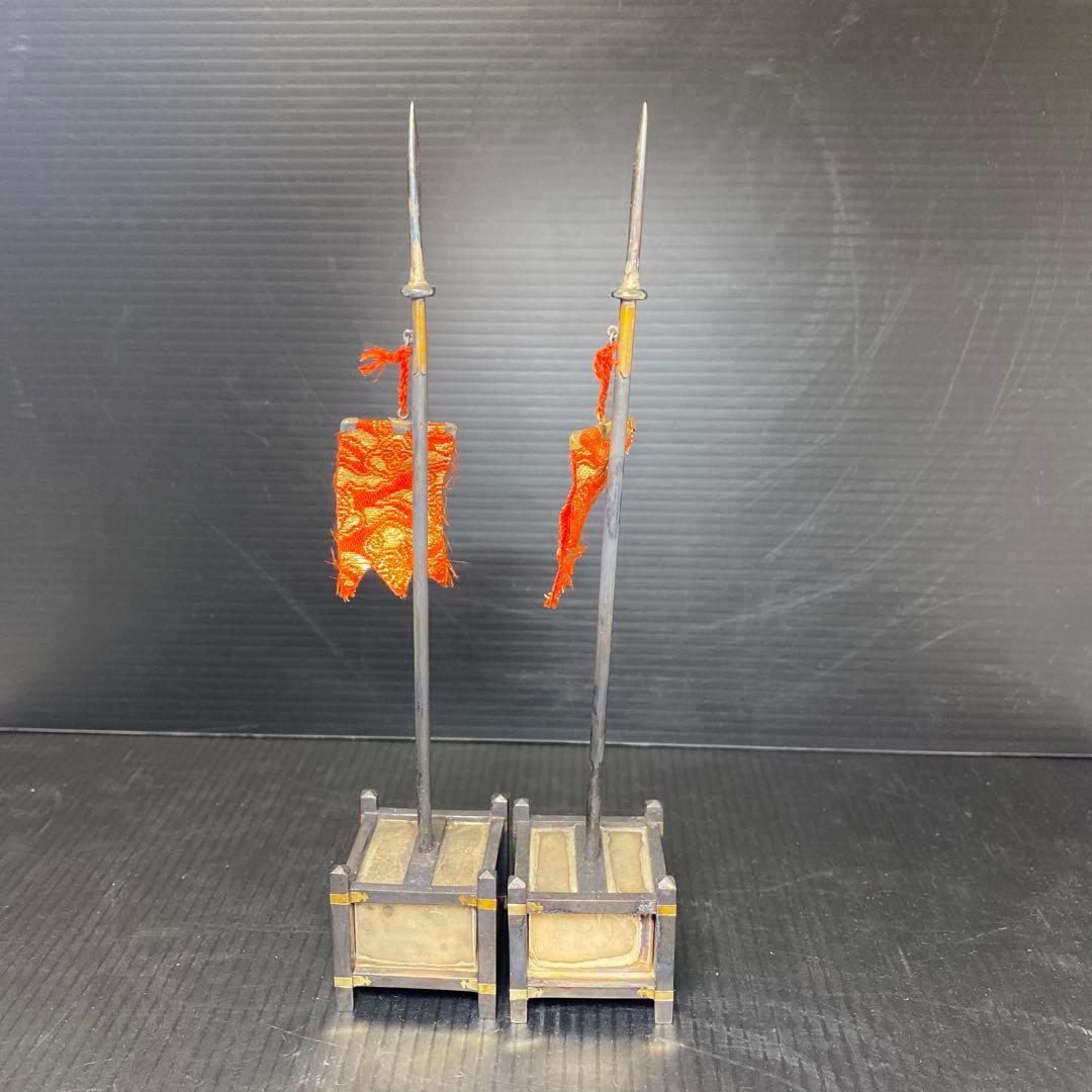 天皇御下賜品　純銀服部製　槍型　菊紋ボンボニエール　一対　東さ8-0208☆2F