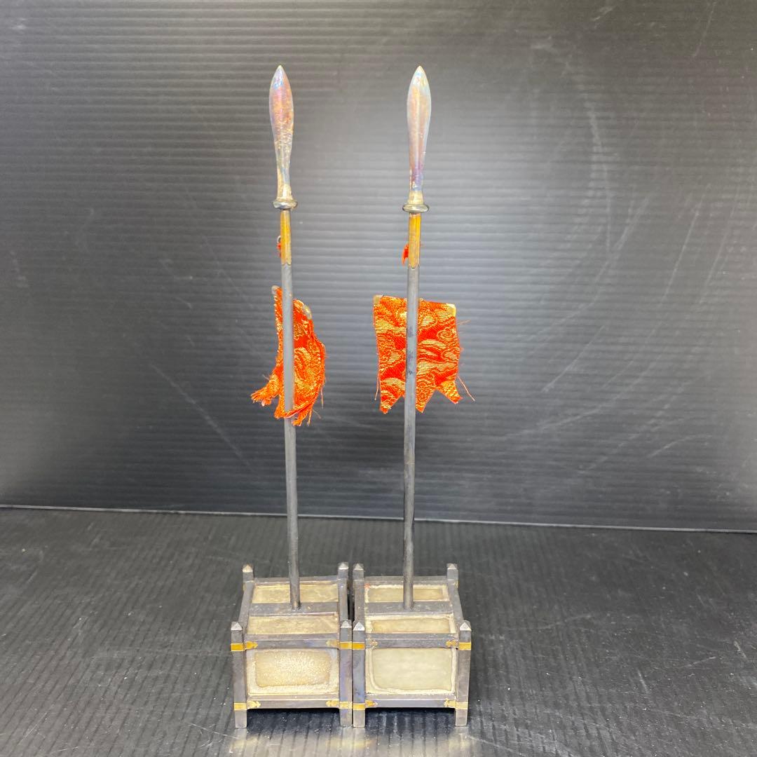 天皇御下賜品　純銀服部製　槍型　菊紋ボンボニエール　一対　東さ8-0208☆2F