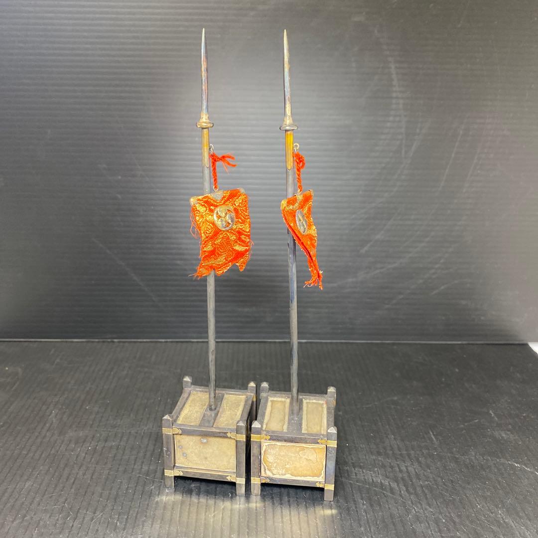 天皇御下賜品　純銀服部製　槍型　菊紋ボンボニエール　一対　東さ8-0208☆2F