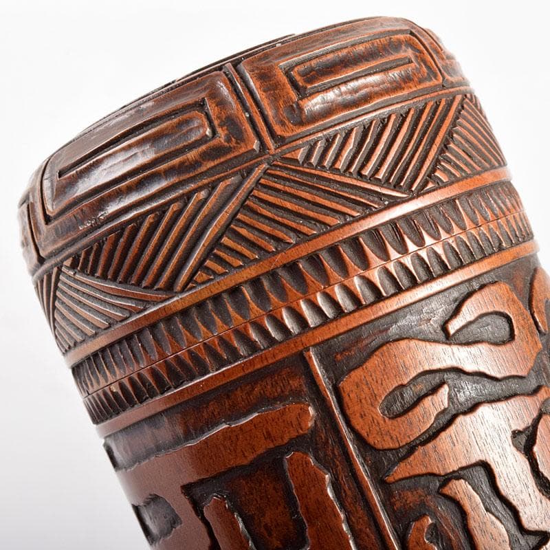 茶道具　黄楊木　木彫　茶入　在銘　時代箱付　M　R4891