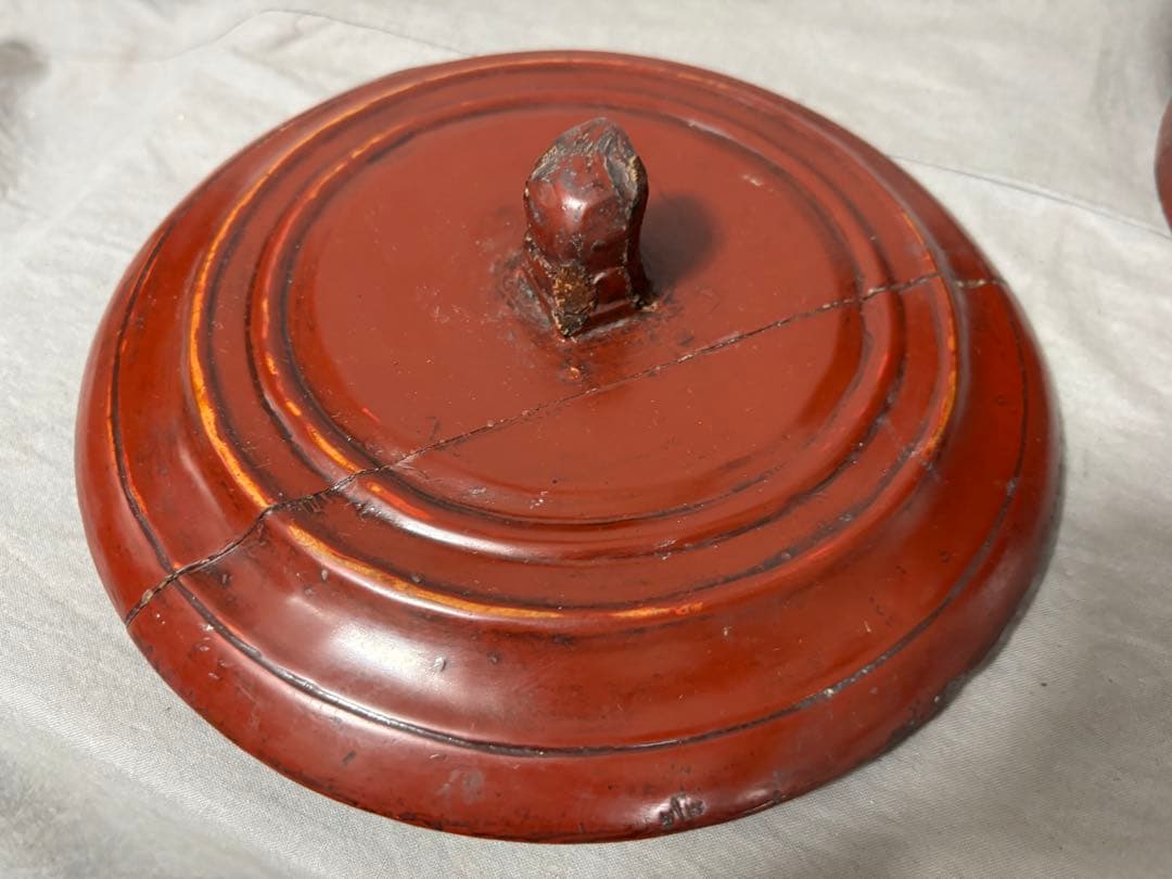 李朝 琉球 朱塗手桶 木製 銅製金具 時代