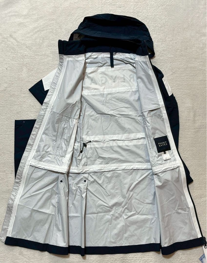 新品タグ付　パーリーゲイツ　レインワンピース　2WAY フード ネイビー　L　２