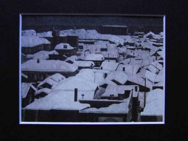 高橋利蔵、北の冬の街、希少額装用画集、新品額装付