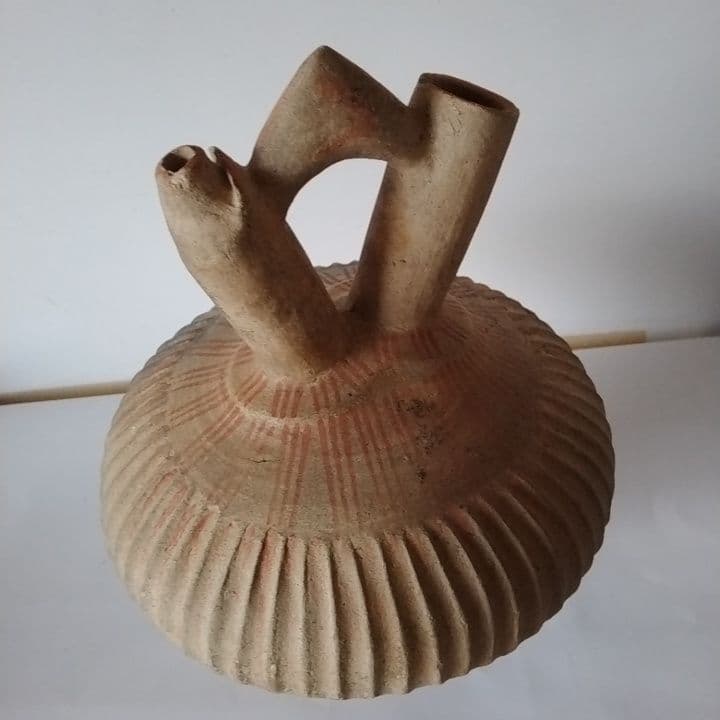 彩色陶器　テラコッタ 二口水差し　アンティーク