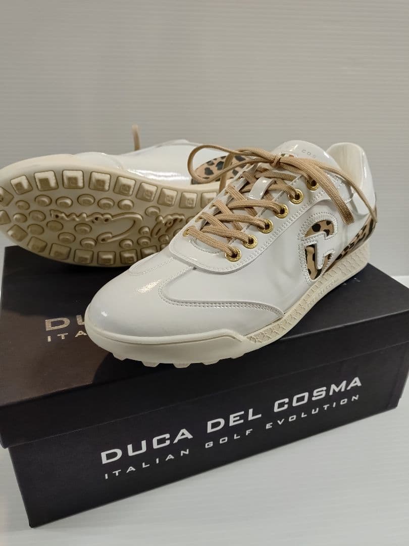 DUCA DEL COSMA ゴルフシューズ ホワイト/レオパード