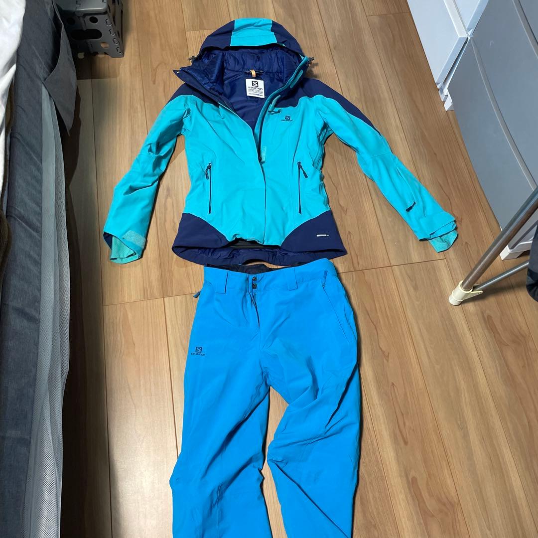 Salomon スキーウェア 青色 取り外しフード付き